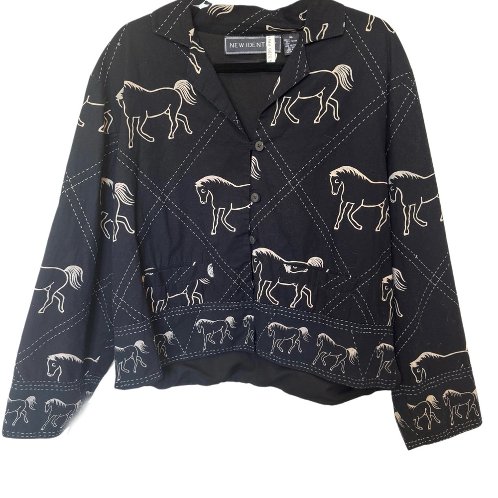 Vintage “New Identity” Black Horse Print jacket